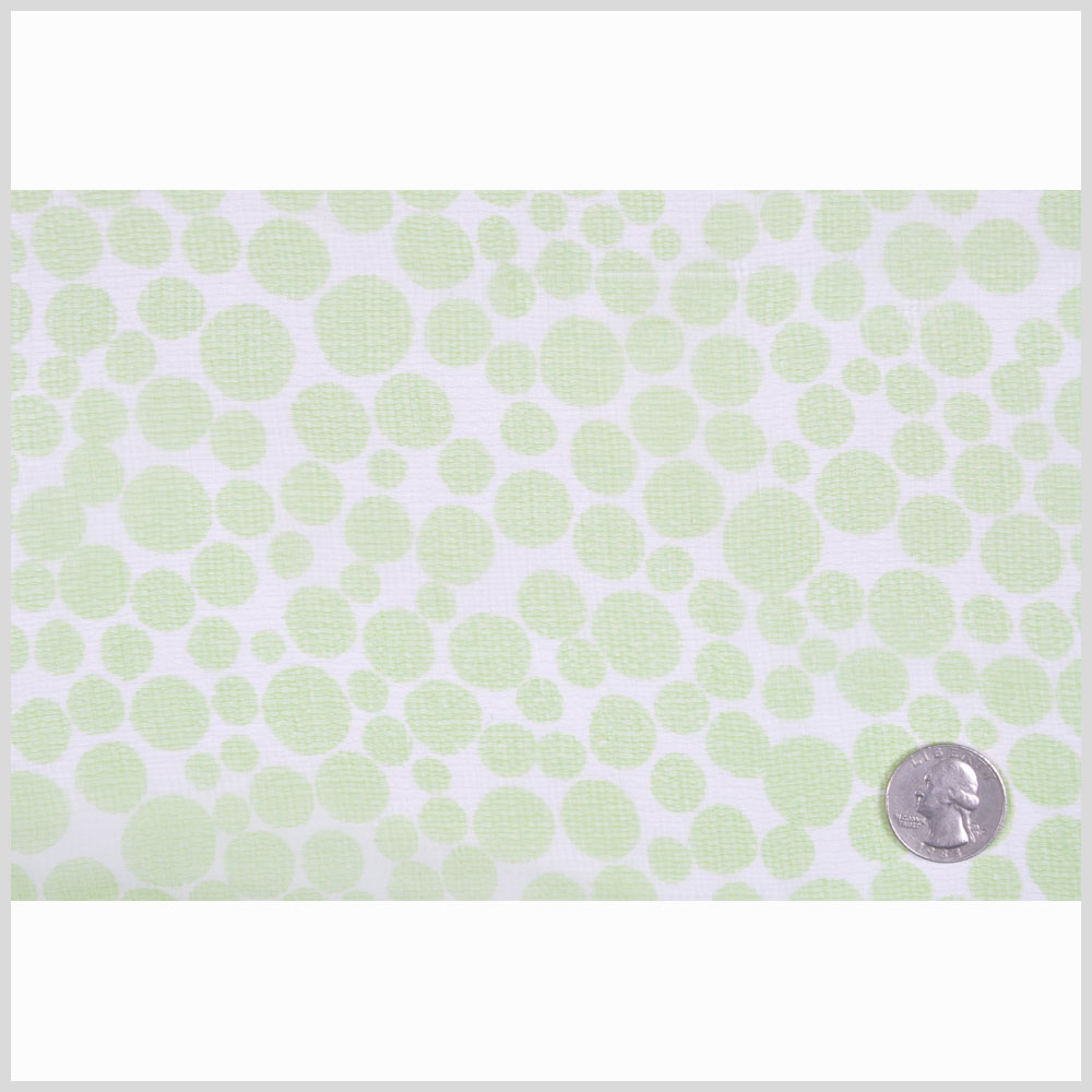 Oscar de la Renta Off-White and Greenery Circles Printed Silk Gauze