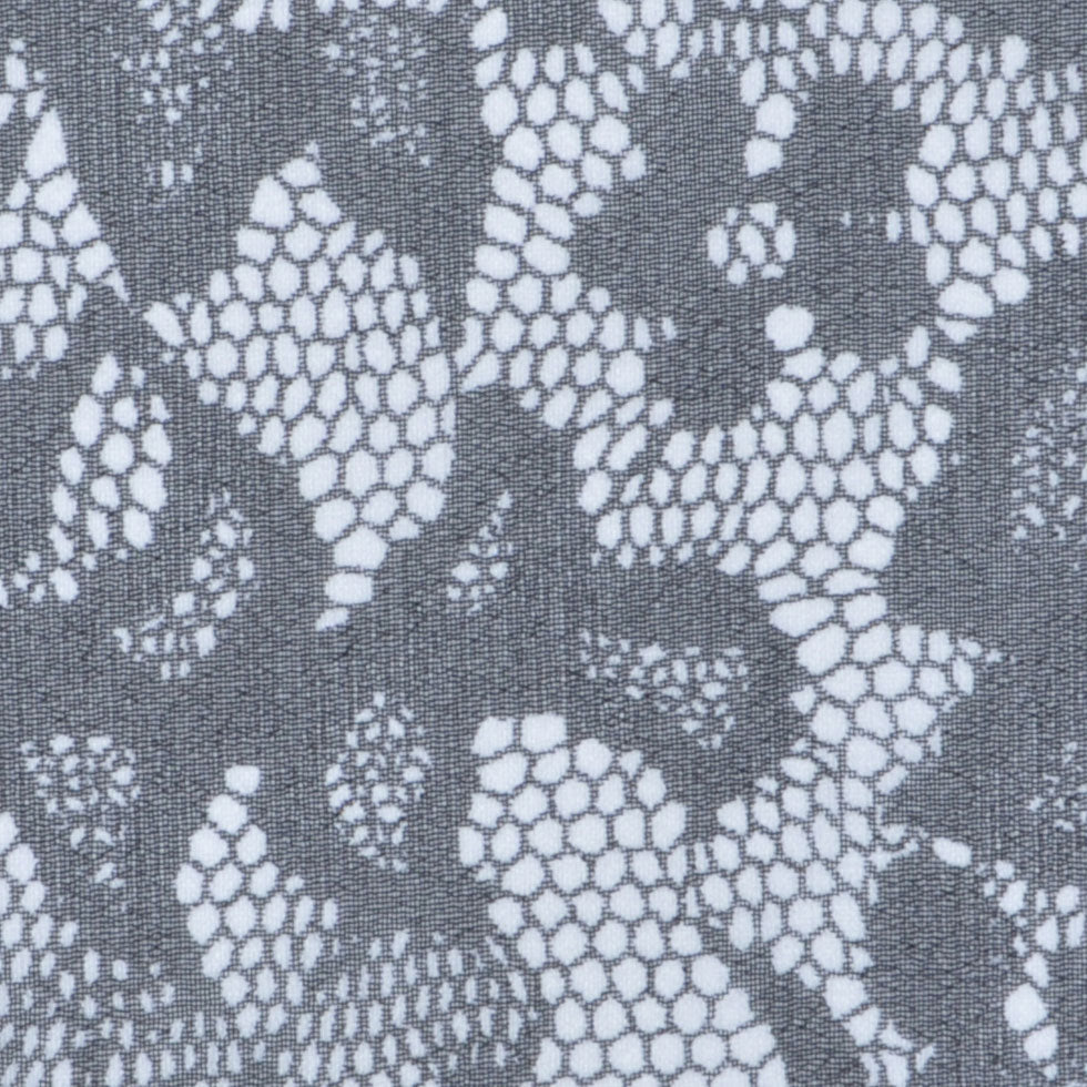 Black and White Lace-Print Silk Chiffon
