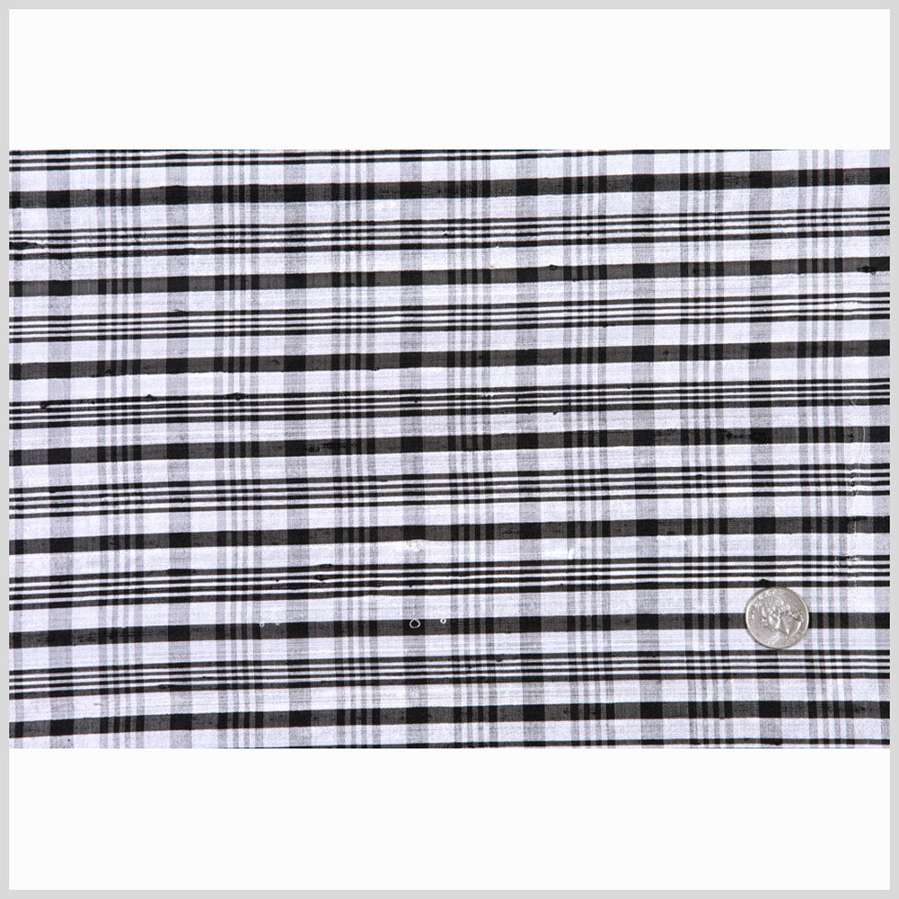Black and Ivory Plaid Shantung/Dupioni