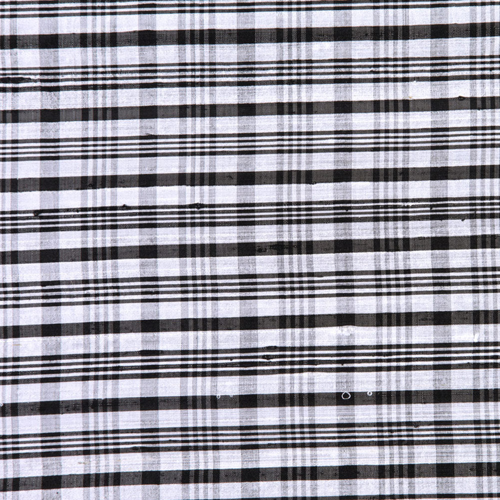 Black and Ivory Plaid Shantung/Dupioni