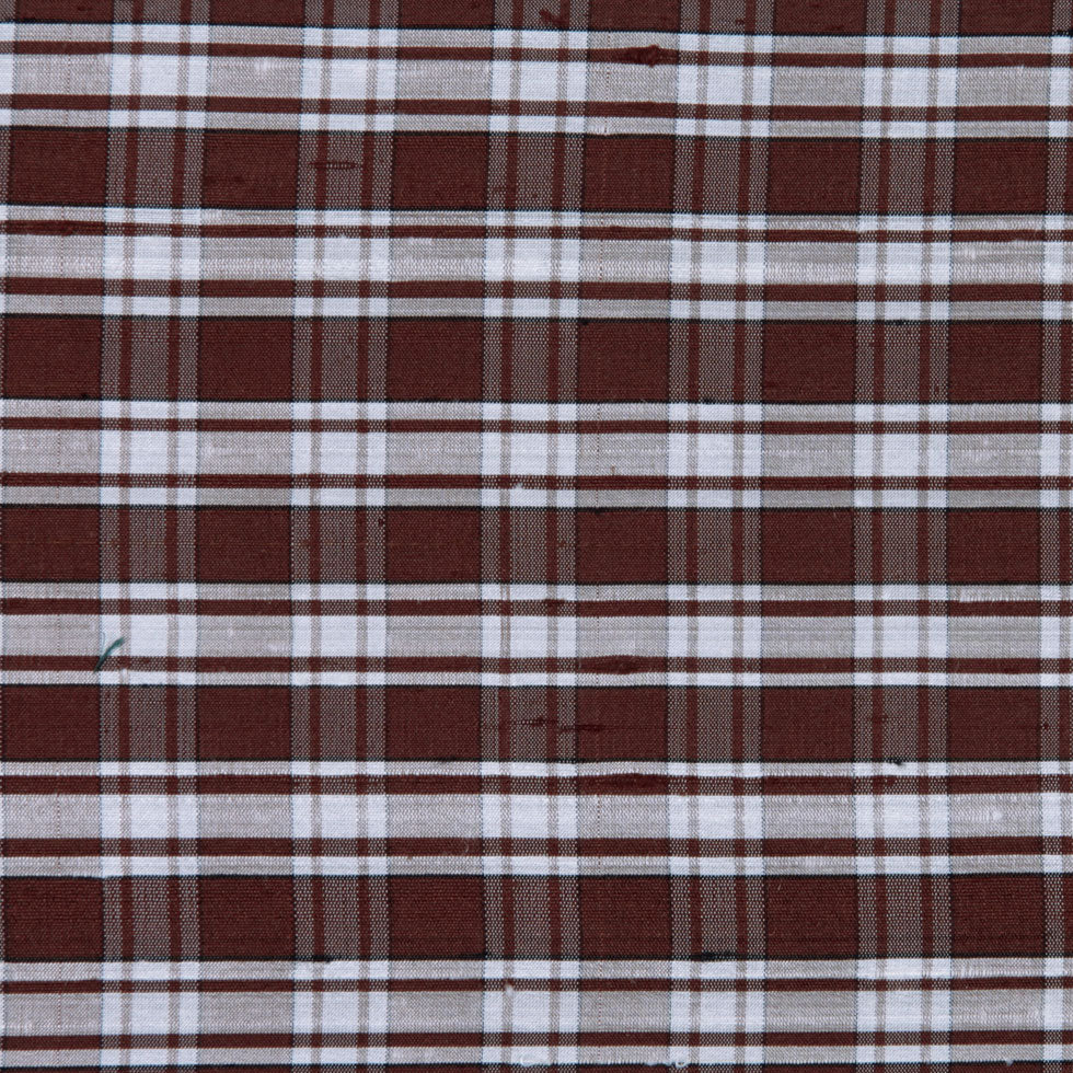 Chocolate Plaid Shantung/ Dupioni