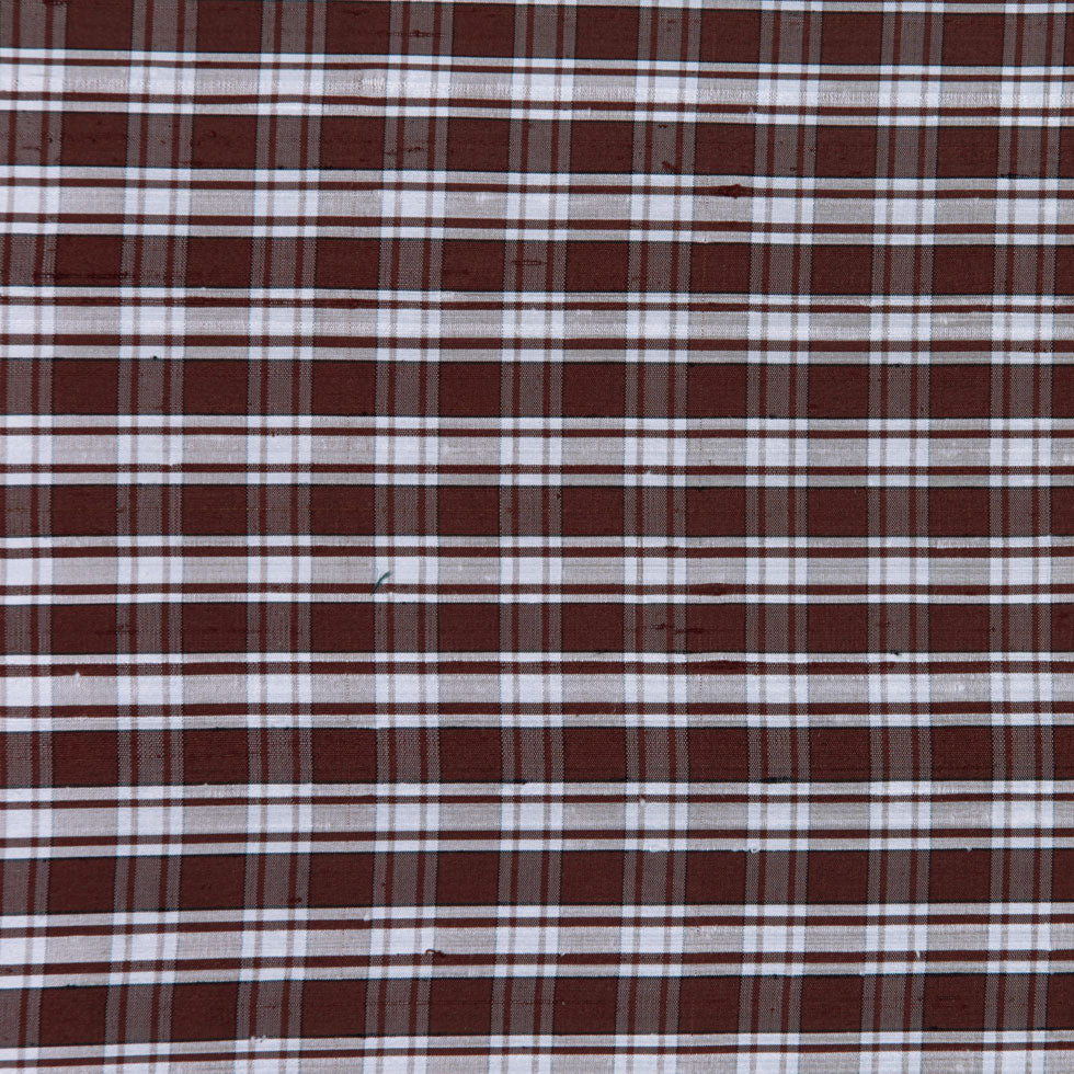 Chocolate Plaid Shantung/ Dupioni