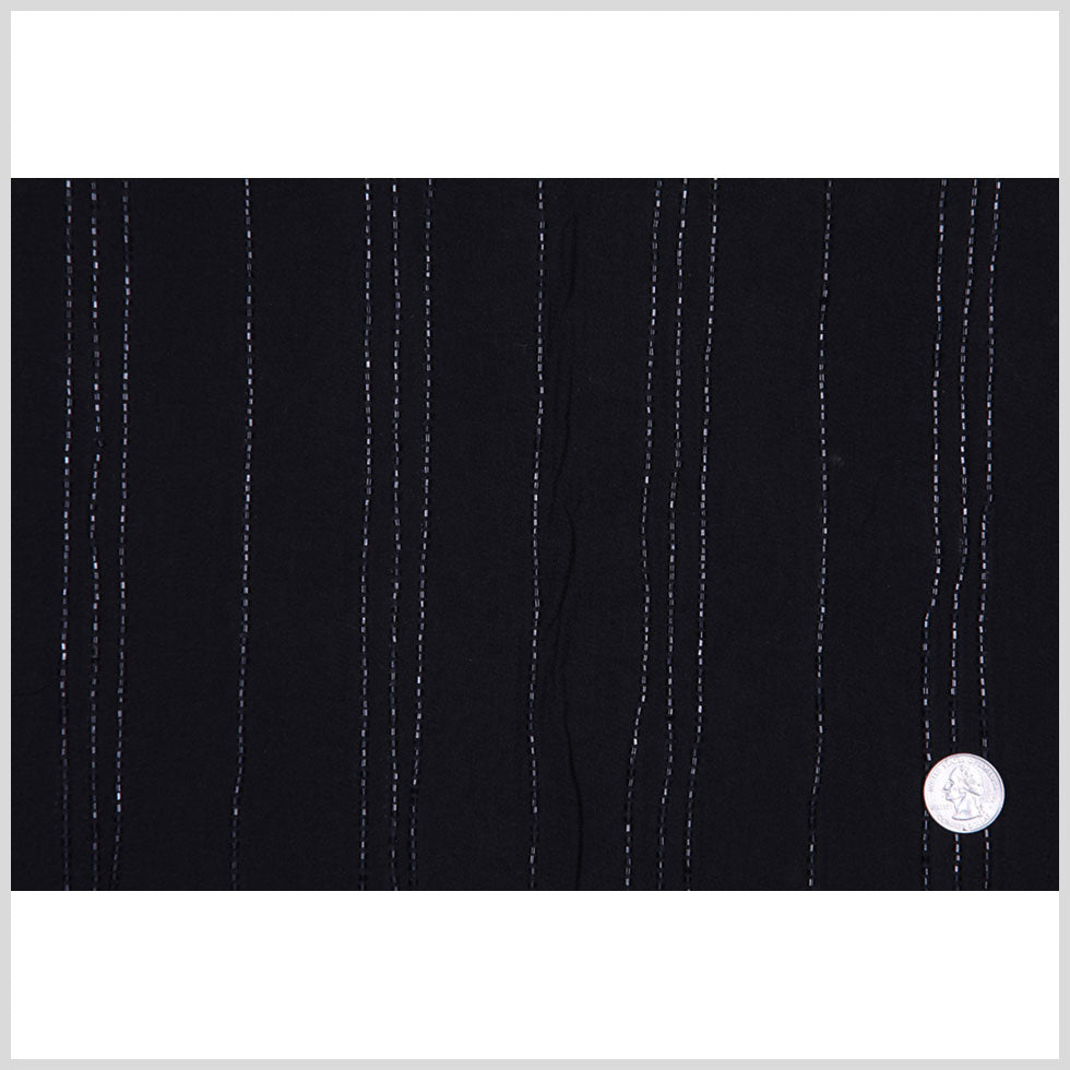 Black Beaded Double-Layer Rayon Gauze