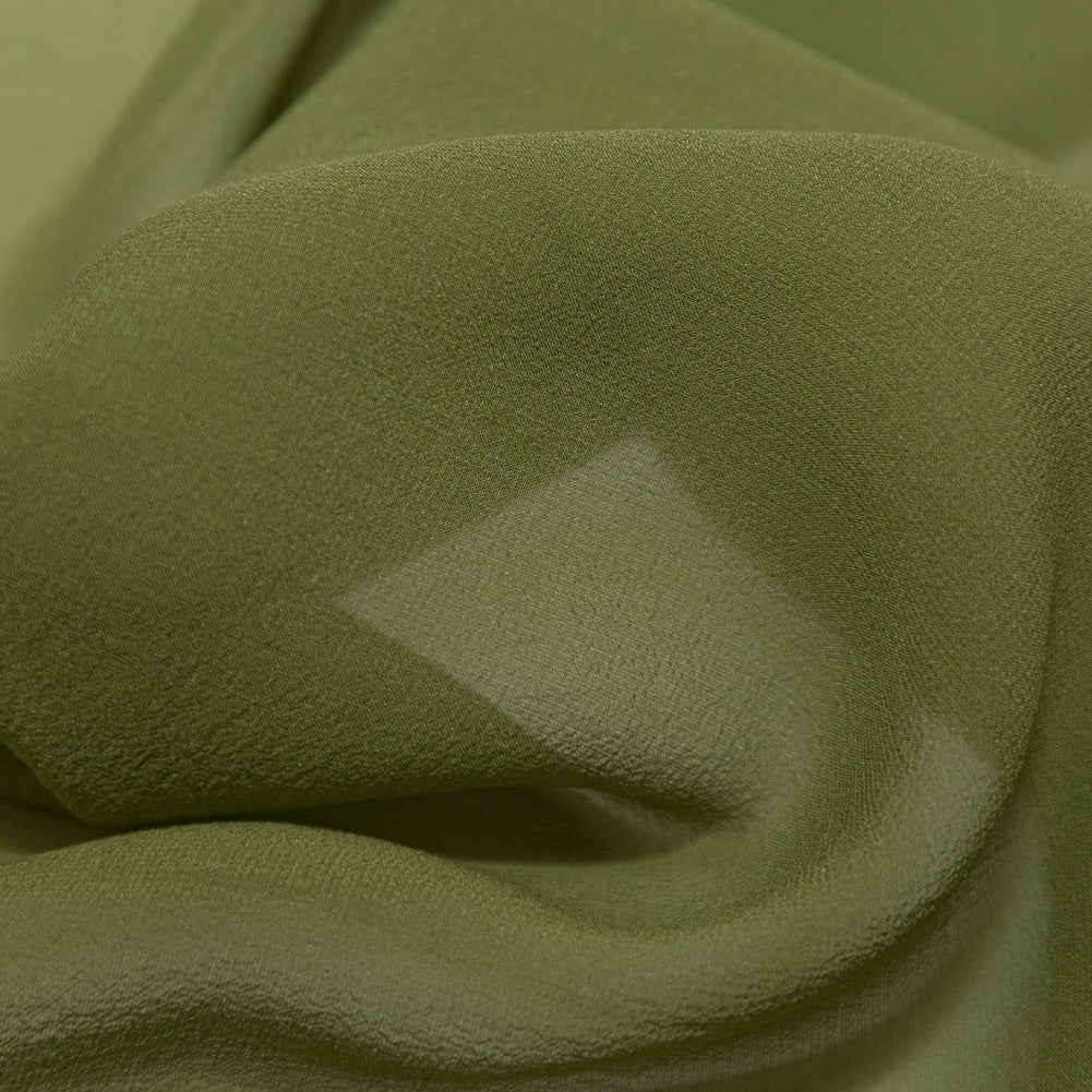 Italian Herbal Green Stretch Silk Chiffon