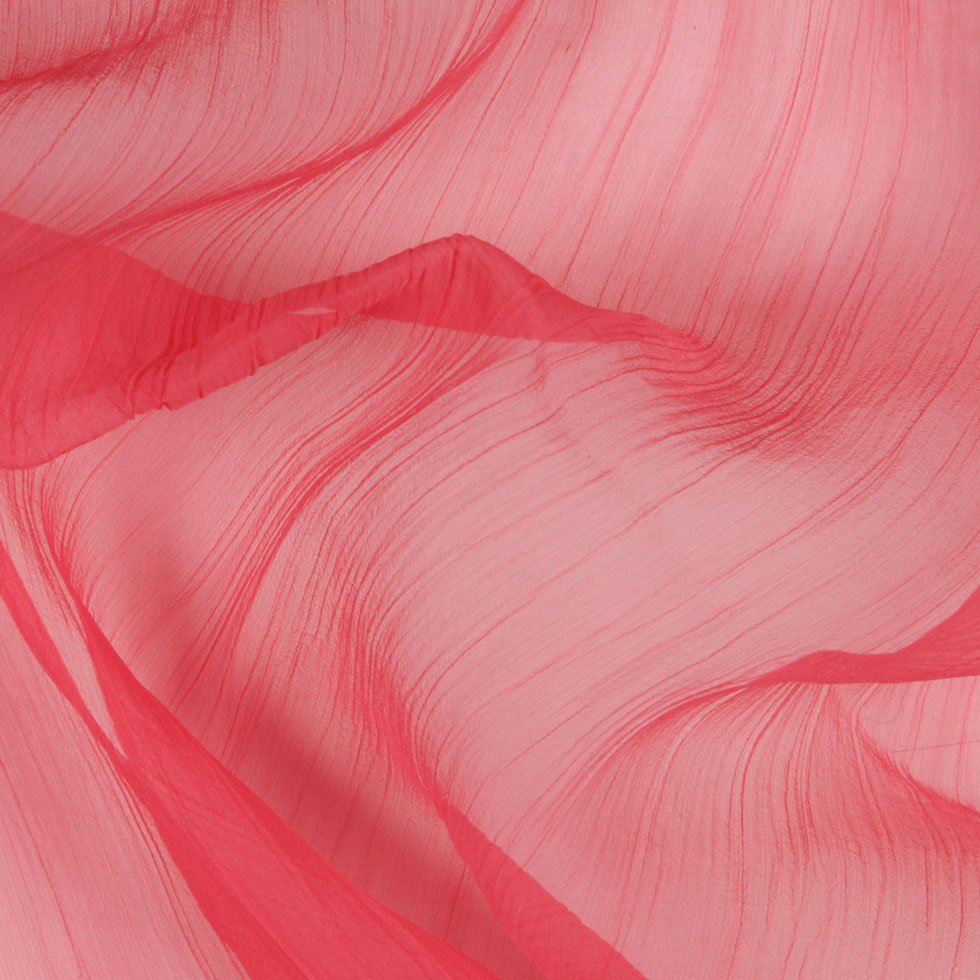 Oscar de la Renta Coral Pink Crinkled Silk Organza