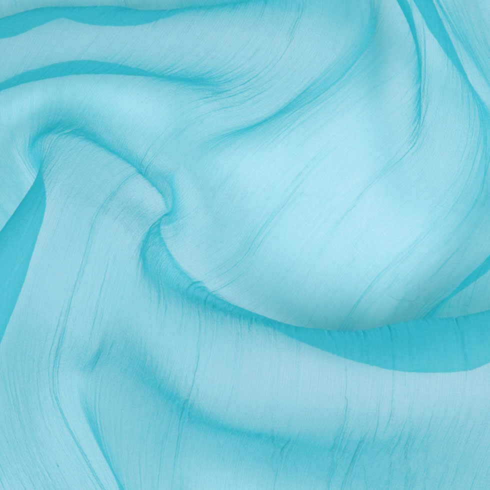 Oscar de la Renta Pool Blue Crinkled Silk Organza