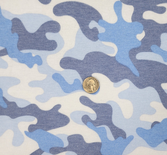 French Terry 1D1237 Blue Polyester Rayon Spandex Fabric - Blue, Solid, 58/60" Width