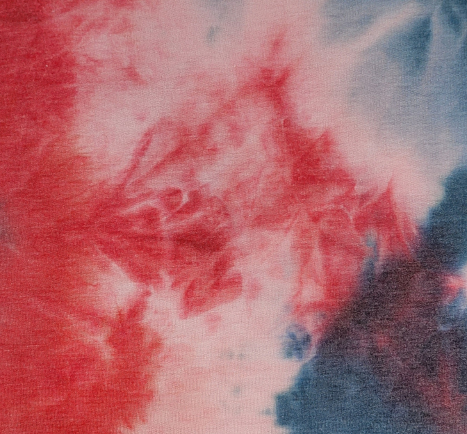 French Terry TD1009 Polyester Rayon Spandex Fabric - Red/Coral/Indigo, 58/60" Width