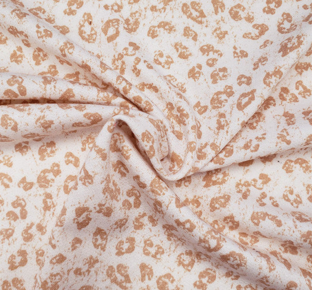 1 Yard French Terry Beige Rose Knit Fabric, Soft Stretch Polyester Rayon 58/60 Inches Wide