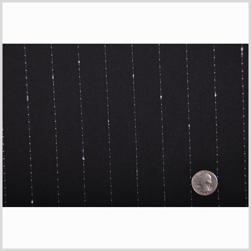 Italian Black and White Stitched-Stripe Wool Twill