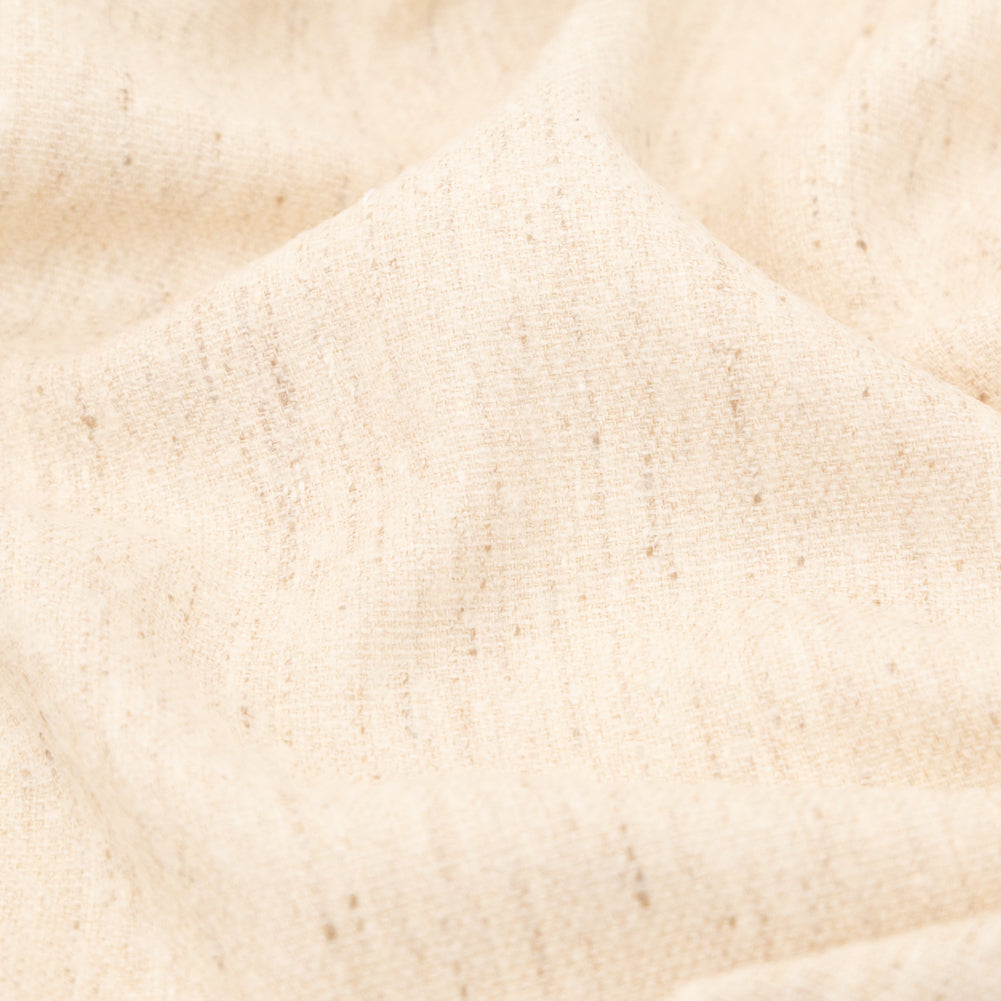 Italian Almond Milk Wool Woven Panel with Multicolored Stripes