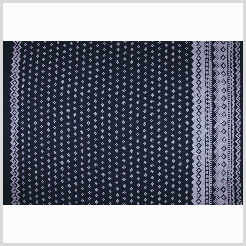 Italian Famous NYC Designer Border Printed Wool-Rayon Woven