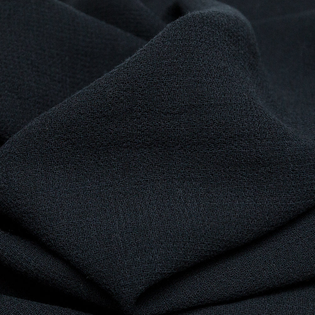 Italian Midnight Navy Creped Wool Double Cloth