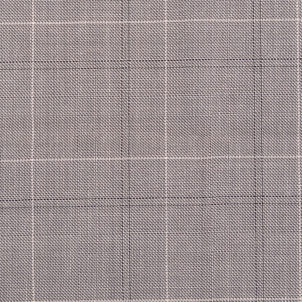 Italian Steeple Gray, White and Black Tattersall Windowpane Check Wool Dobby Suiting