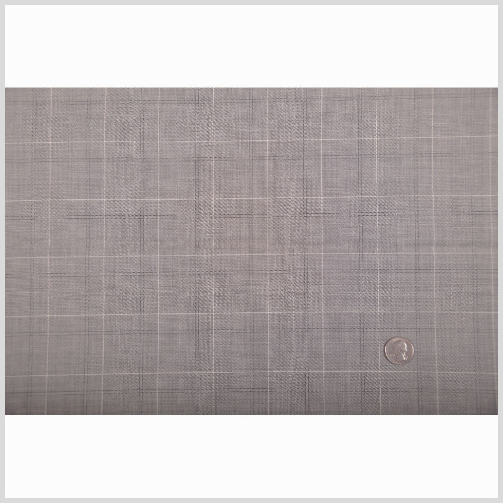 Italian Steeple Gray, White and Black Tattersall Windowpane Check Wool Dobby Suiting