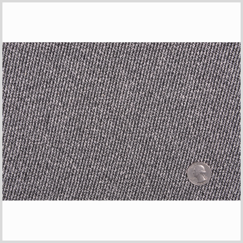 Italian Black, White and December Sky Heathered Wool Twill