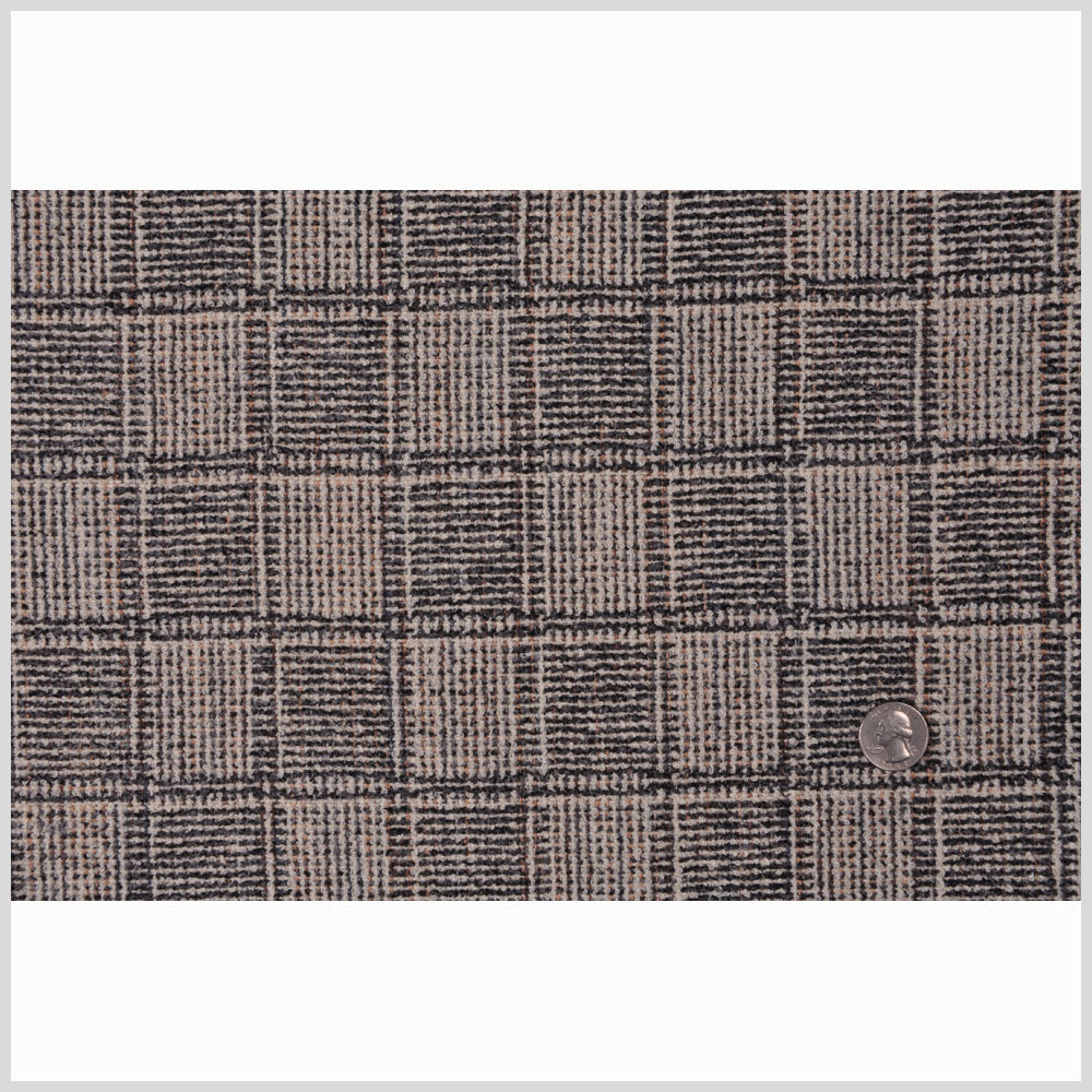 Natural/Gray/Black Plaid Wool Boucle
