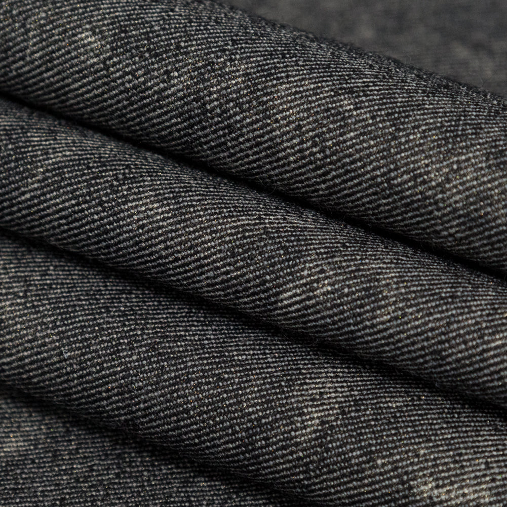 Donna Karan Italian Charcoal, Champagne and Metallic Gold Reversible Stretch Wool Twill