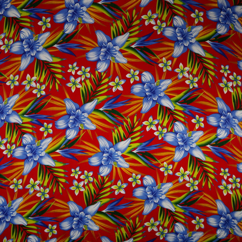 Rayon Tropical Floral Palm Leaves Fabric