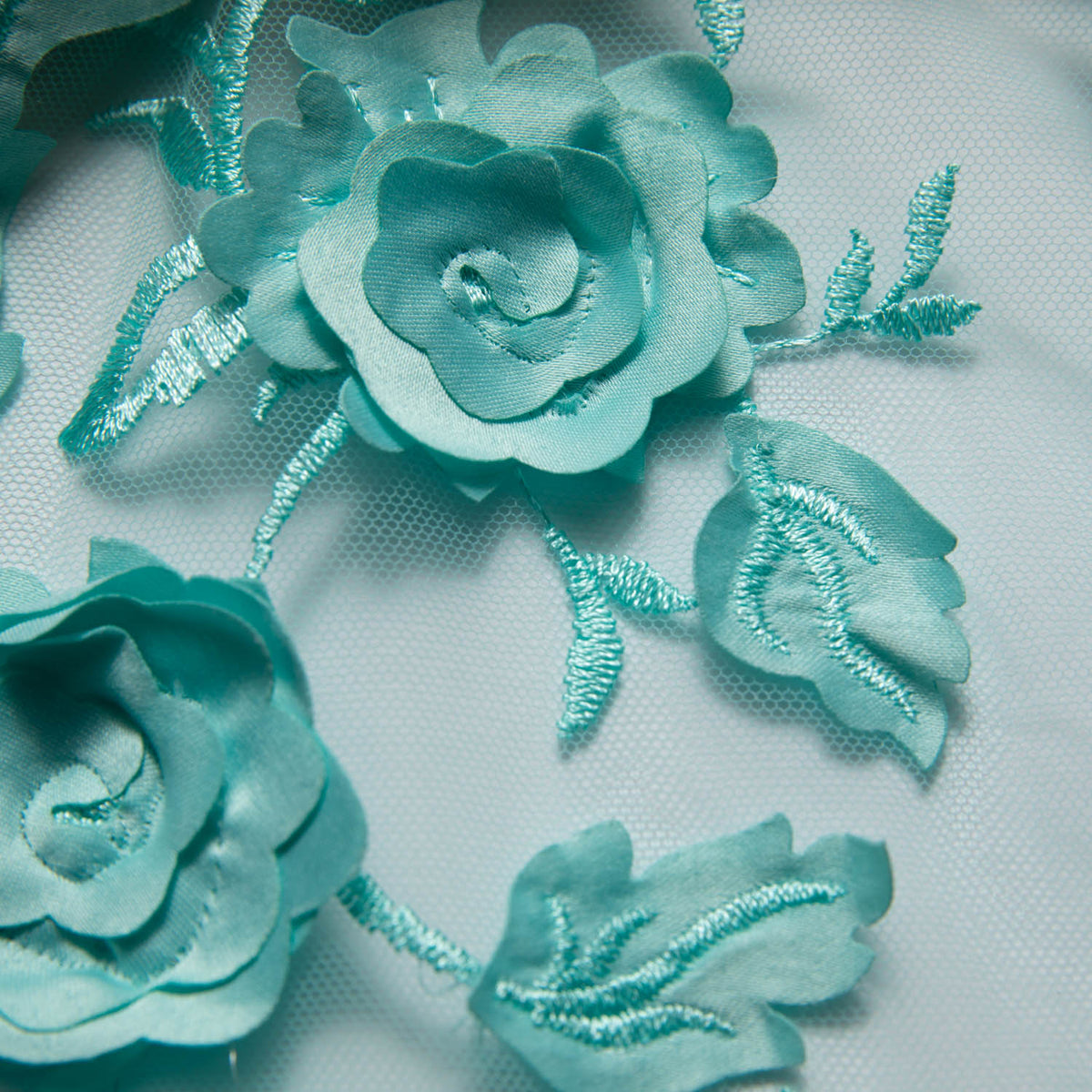 1 Yard Tulle Lace Fabric Embroidered with Applique and Incredible 3D Floral Pattern, 58" Wide