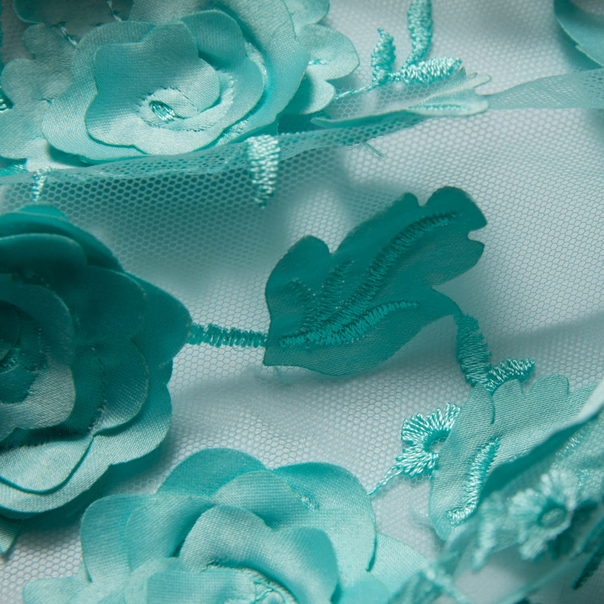 1 Yard Tulle Lace Fabric Embroidered with Applique and Incredible 3D Floral Pattern, 58" Wide