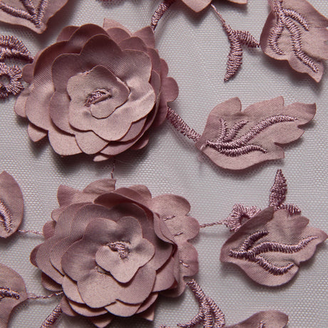 1 Yard Tulle Lace Fabric Embroidered with Applique and Incredible 3D Floral Pattern, 58" Wide