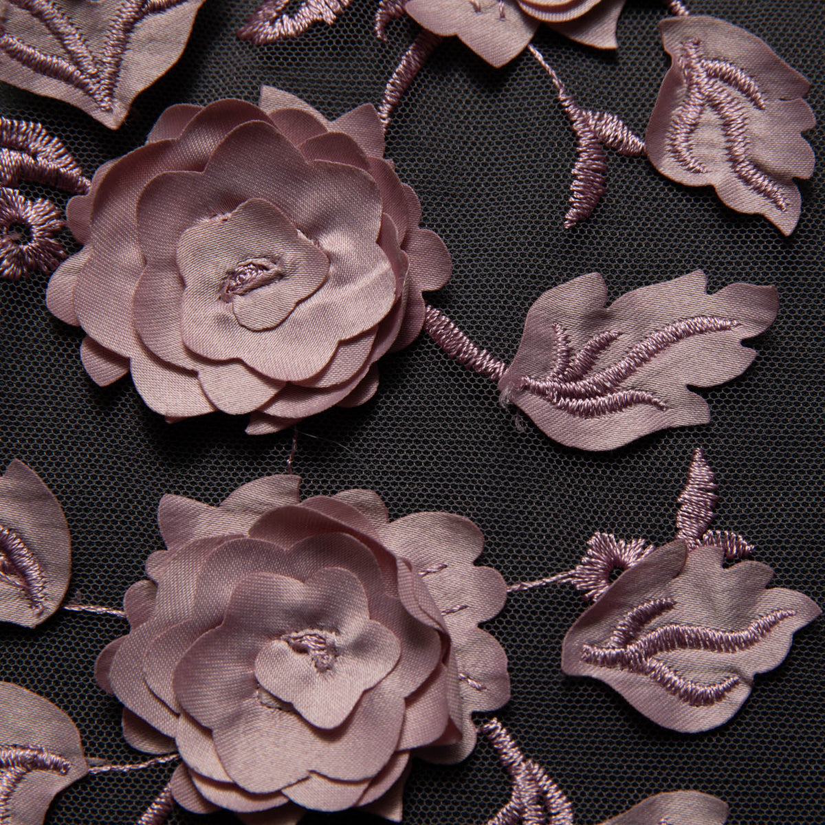 1 Yard Tulle Lace Fabric Embroidered with Applique and Incredible 3D Floral Pattern, 58" Wide