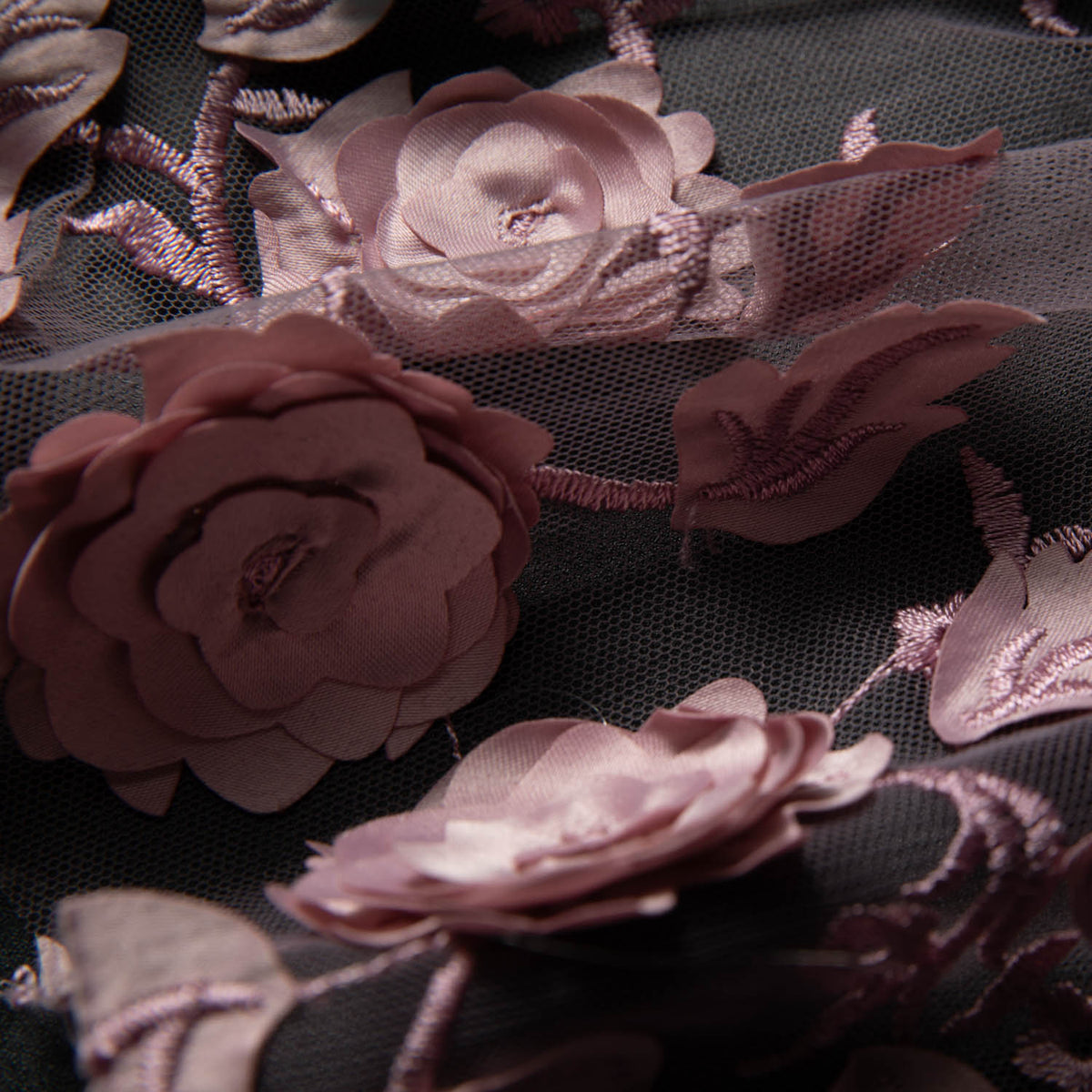 1 Yard Tulle Lace Fabric Embroidered with Applique and Incredible 3D Floral Pattern, 58" Wide