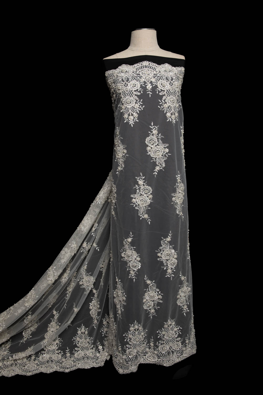 ১ গজ সূচিকর্ম করা টিউল লেইস ফ্যাব্রিক ৫০/৫২" প্রশস্ত, মার্জিত সূক্ষ্ম নকশা পোশাক তৈরি এবং সাজসজ্জার জন্য