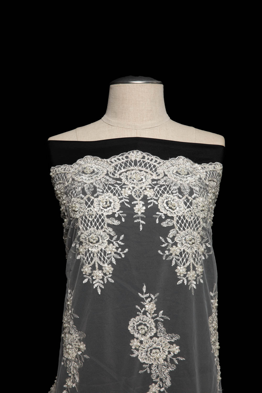 ১ গজ সূচিকর্ম করা টিউল লেইস ফ্যাব্রিক ৫০/৫২" প্রশস্ত, মার্জিত সূক্ষ্ম নকশা পোশাক তৈরি এবং সাজসজ্জার জন্য