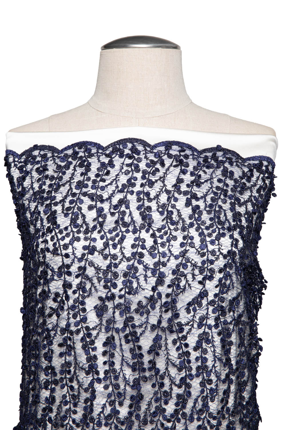 1 Yard Seagull Tulle Lace Fabric MP/P Dalang Embroidered Glorious Pattern 50/52" Wide