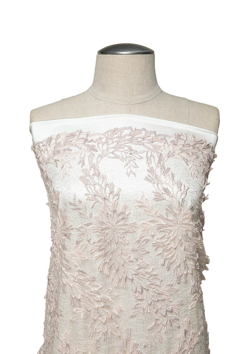 1 Yard Tulle Lace Fabric Embroidered with Applique and Intricate 3D Pattern, 100% Polyester, 50/52" Wide