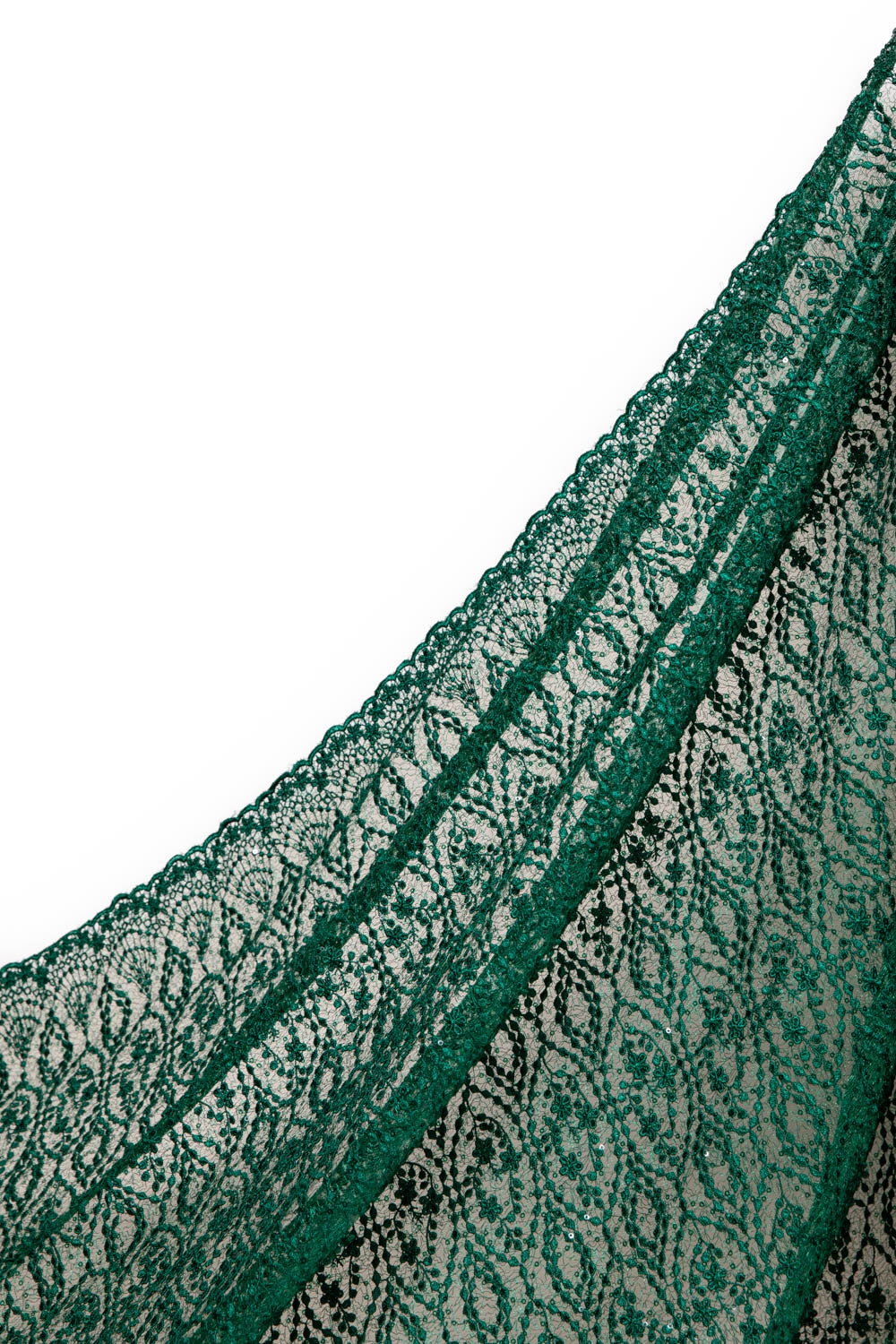 1 Yard Elegant Lace Tulle Fabric with Metallic Embroidery & Sequins, 100% Polyester, 50/52" Wide