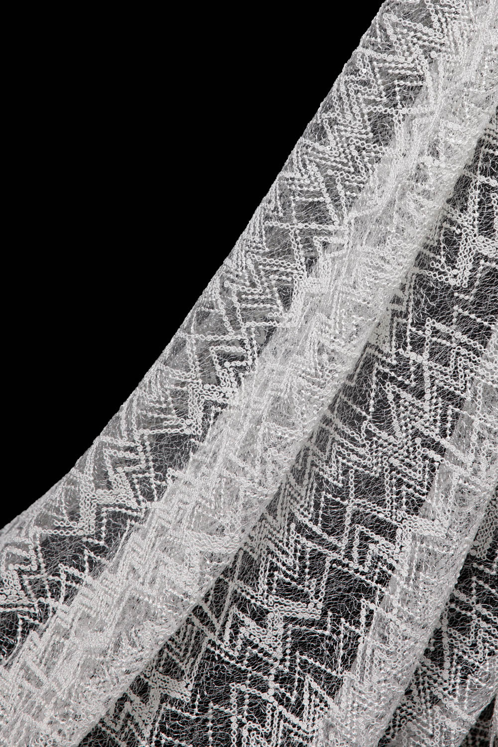 1 Yard Elegant Lace Tulle Fabric with Metallic Embroidery and Sequins, 50/52" Wide, 100% Polyester