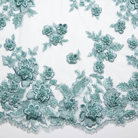 1 Yard Tulle Lace Fabric Embroidered Applique 3D Floral Pattern Elegant Look 52" Wide