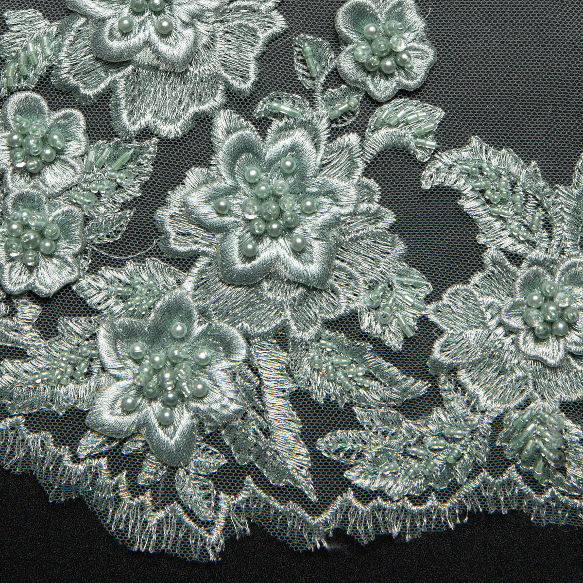 1 Yard Tulle Lace Fabric Embroidered Applique 3D Floral Pattern Elegant Look 52" Wide