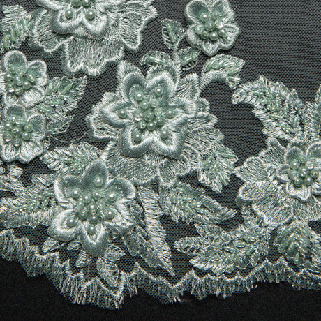 1 Yard Tulle Lace Fabric Embroidered Applique 3D Floral Pattern Elegant Look 52" Wide