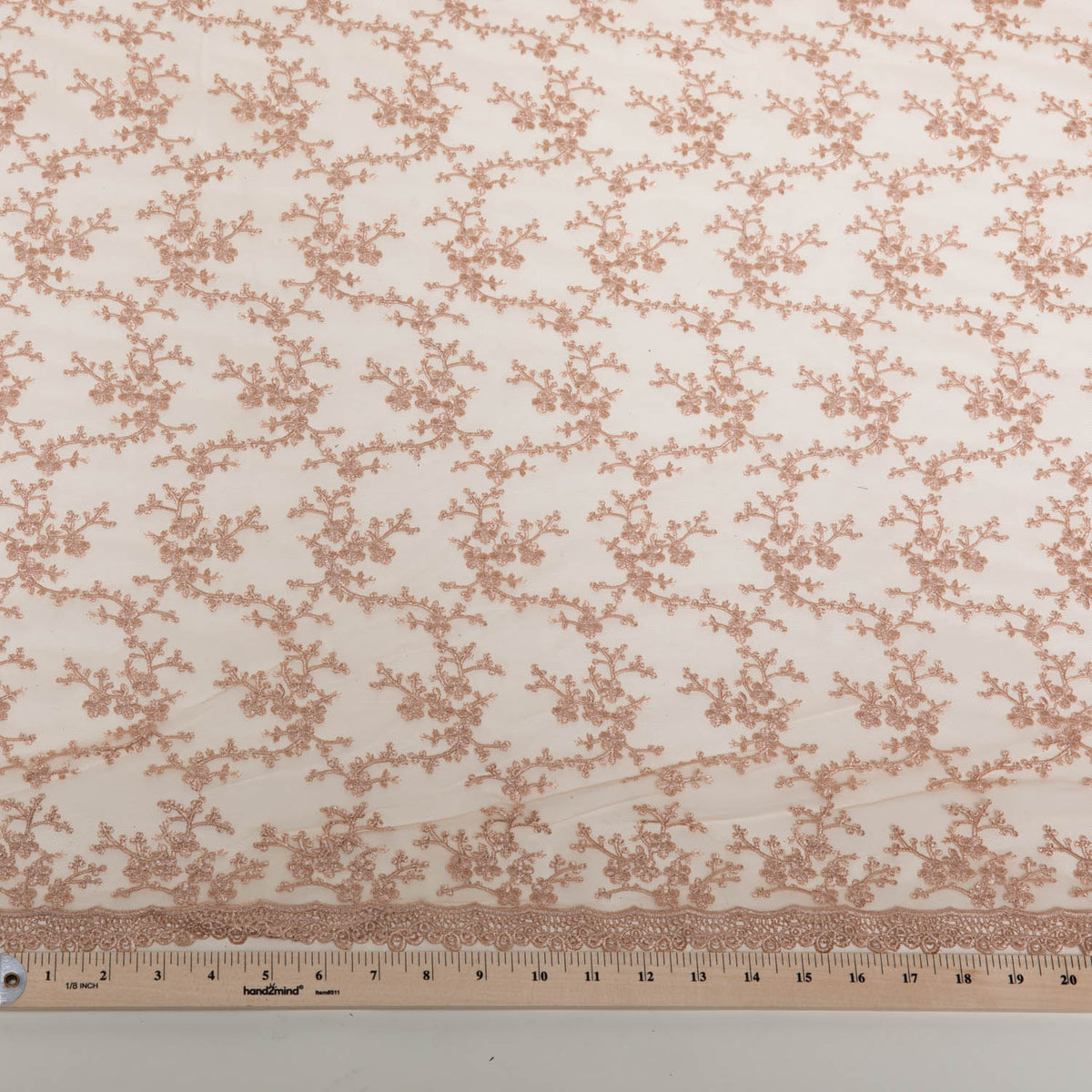 1 Yard Tulle Lace Fabric with Embroidered Chemical Scallop Edge, 50/52" Wide