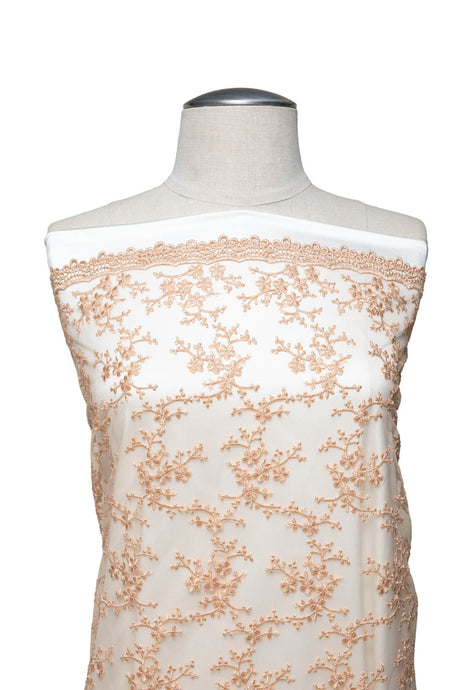 1 Yard Luxury 100% Polyester Tulle Lace with Chemical Scallop and Detailed Embroidery 50/52" Wide