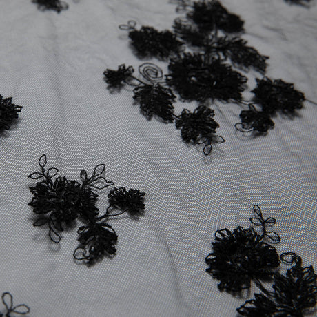 1 Yard Soft Tulle Lace Fabric Embroidered Elegant Floral Design Lightweight 52" Wide