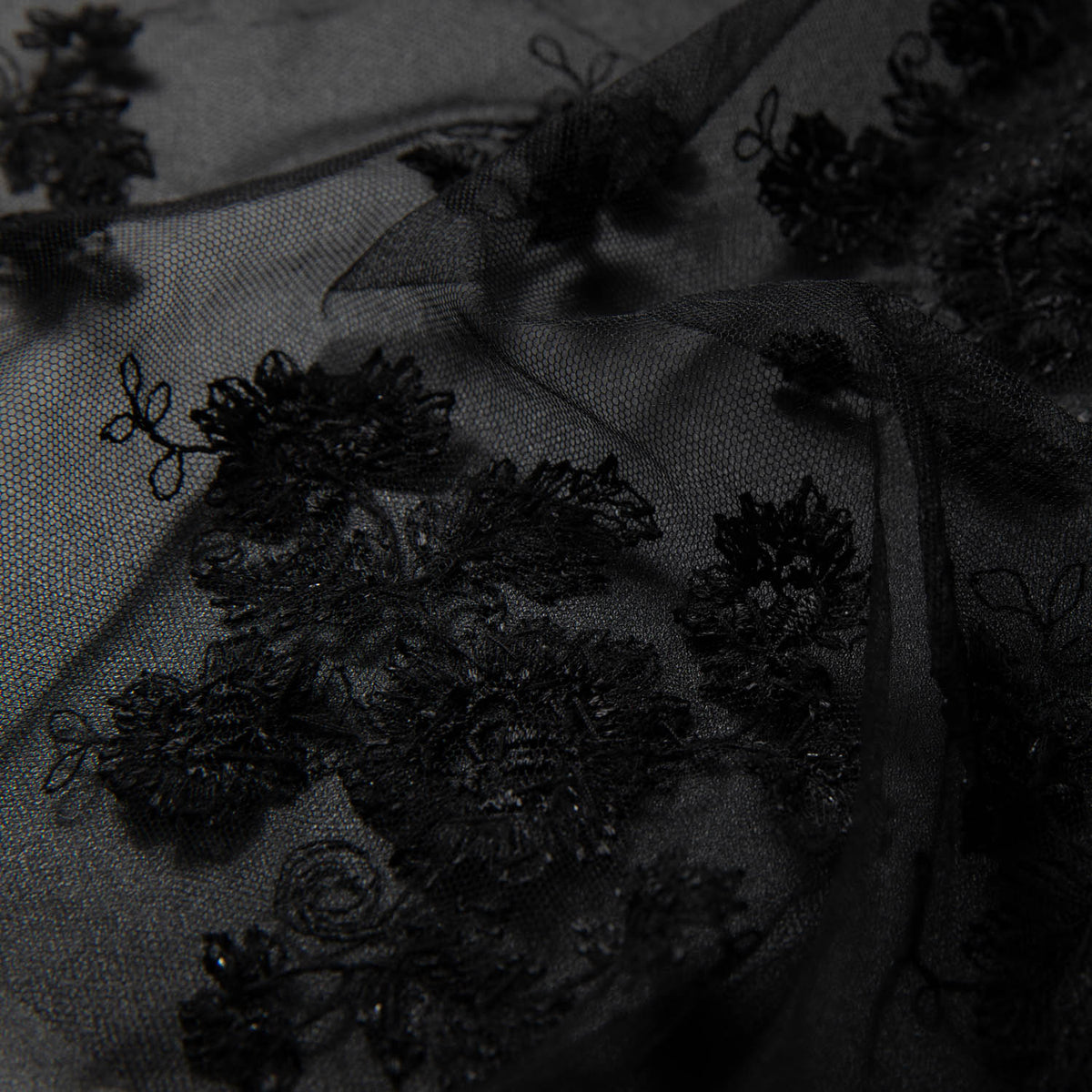 1 Yard Soft Tulle Lace Fabric with Elegant Floral Embroidery, 52" Wide, Exquisite for Dresses, Décor & Crafts