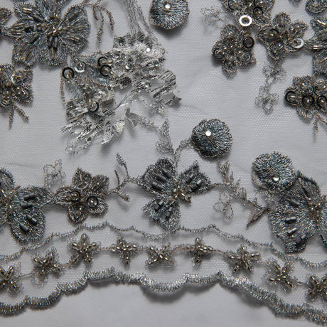 1 Yard ST Tulle Lace Fabric Embroidered Applique Beautiful 3D Floral Pattern 52/54" Wide