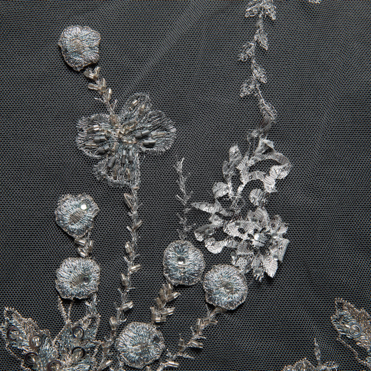 1 Yard ST Tulle Lace Fabric Embroidered Applique Beautiful 3D Floral Pattern 52/54" Wide