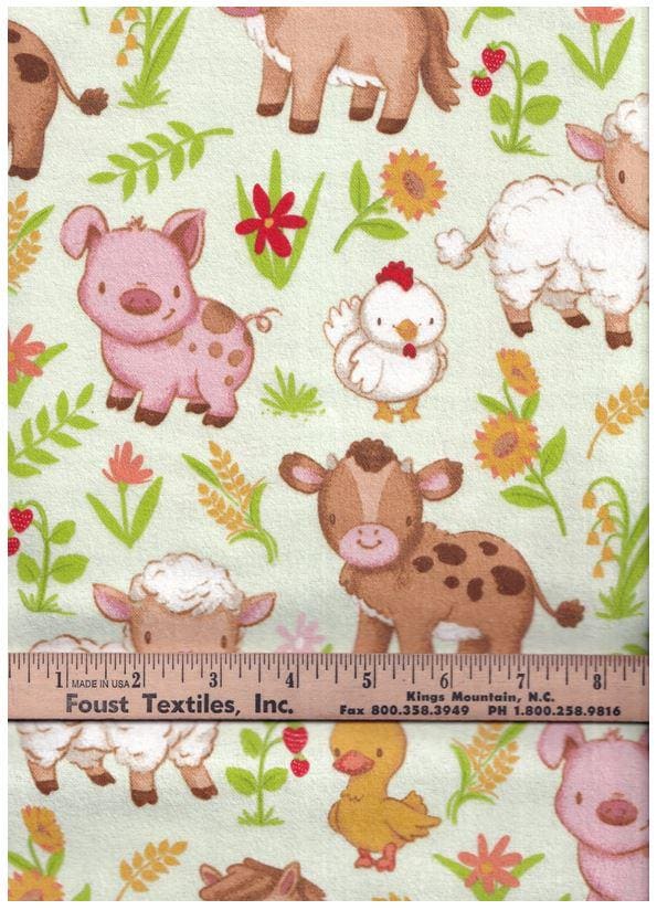 Flannel Fabric Farmyard Babies 100% Cotton