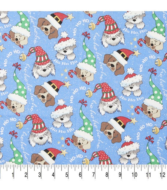 Quilting Cotton Glitter Dogs Christmas Fabric