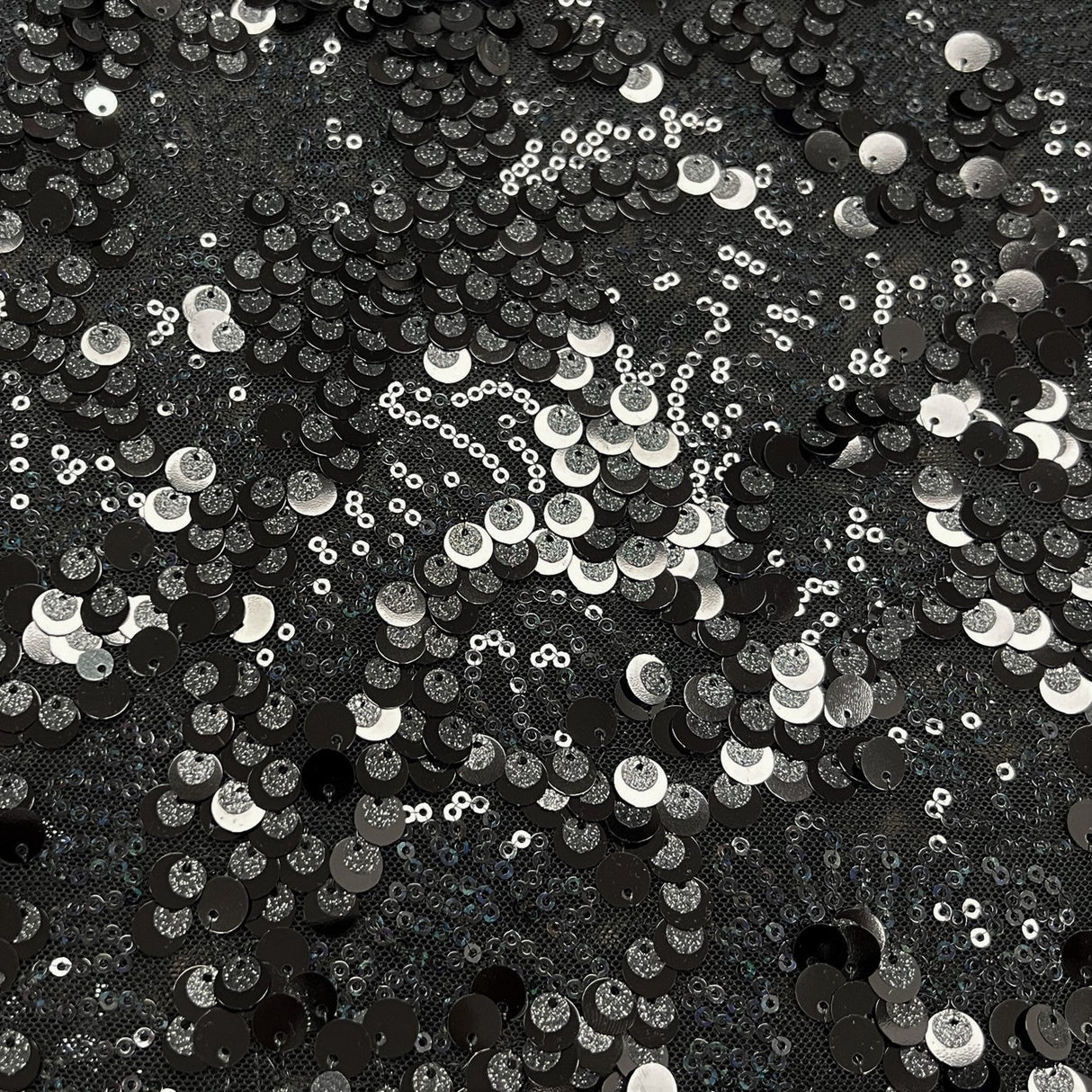 Fame Stretch Mesh Sequin Polyester Fabric - Embroidered Sequins, 50" Width, 2-Way Stretch (1 Yard)