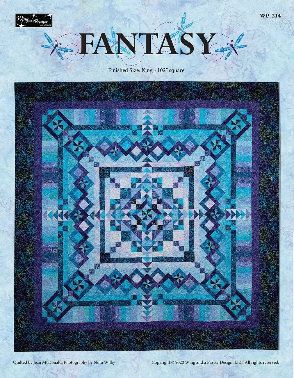 Quilt Pattern Fantasy Dragonflies 102in Square