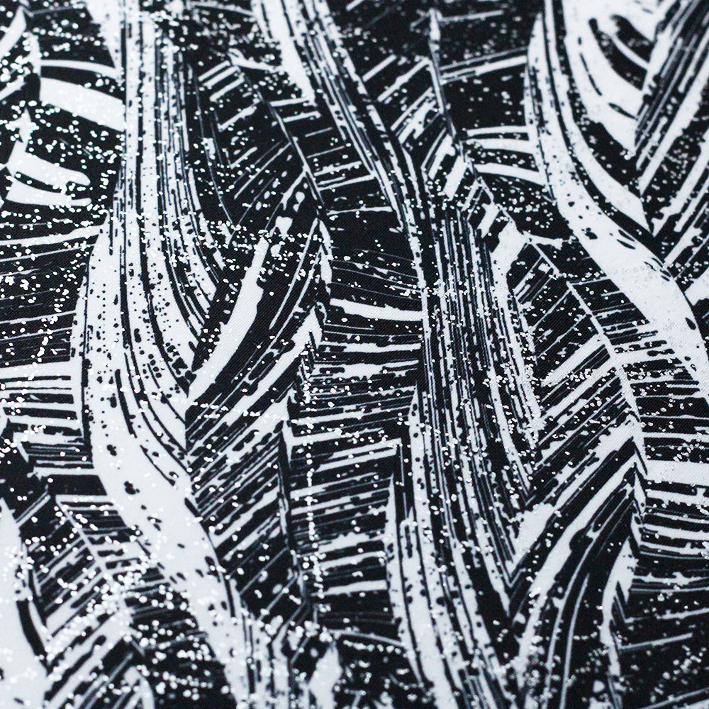 Fashion Tribe Nylon Spandex Fabric - Black/White Tribal Print, 58/60" Width (1 Yard)