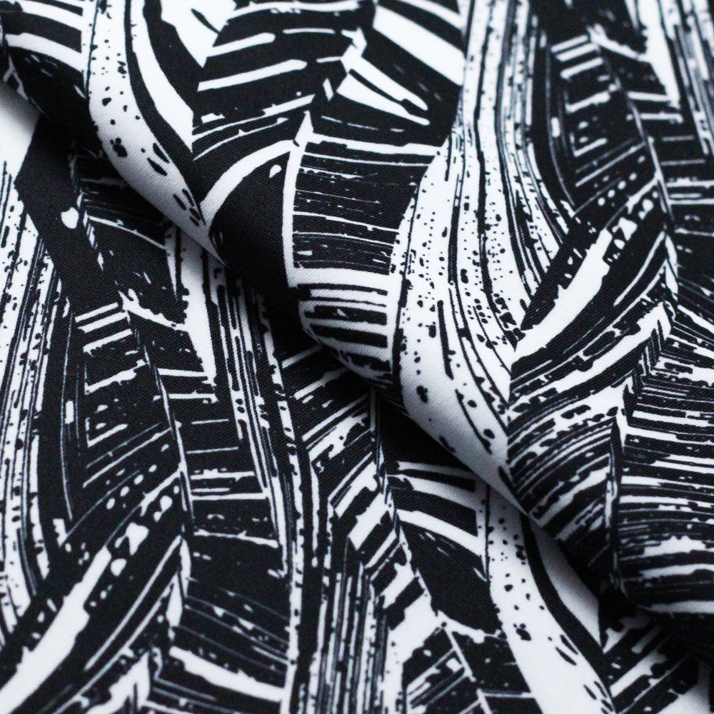 Fashion Tribe Nylon Spandex Fabric - Black/White Tribal Print, 58/60" Width (1 Yard)