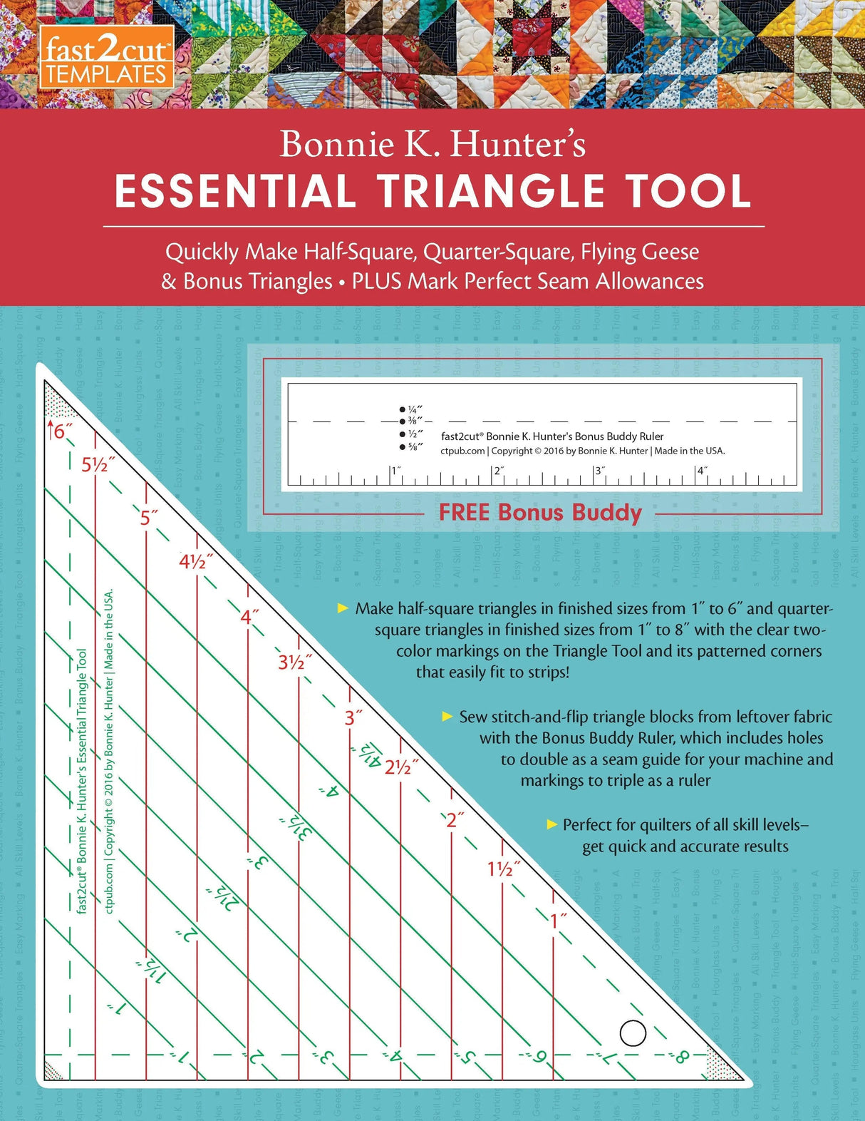Quilting Ruler Plastic Fast2cut BKH Essential Triangle Tool